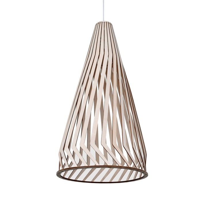 Lampa suspendata, din lemn, E27, 230 W, 36 x 71 x 20 cm, Bej