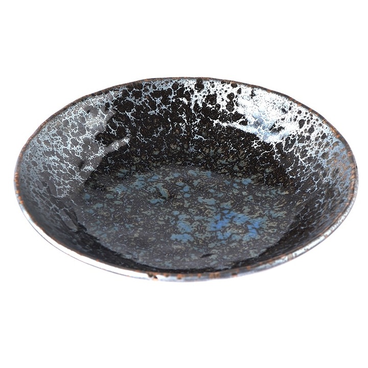 Bol mare plat Black Pearl, MIJ, 24x5 cm, Ceramica, Negru