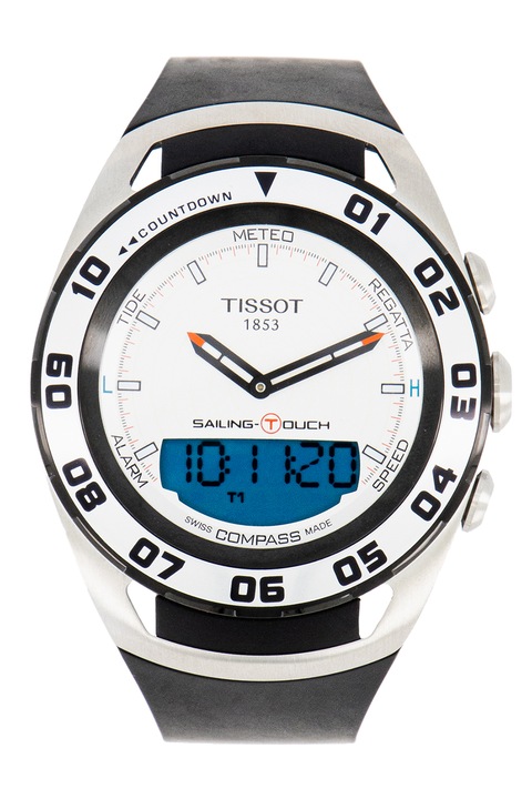 Tissot, Мултифункционален часовник Sailing с гумена каишка, Черен / Сребрист