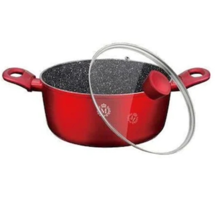Тенджера MEISTERKLASSE, Гранит, Стъклен капак, Червен, Вместимост 4 л, Диаметър 24 см