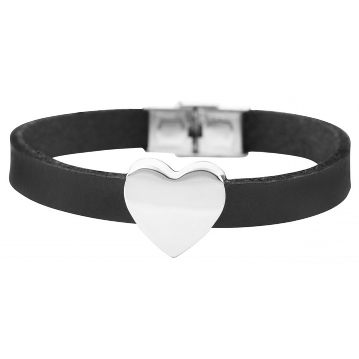 Bratara barbati din piele neagra CUORE