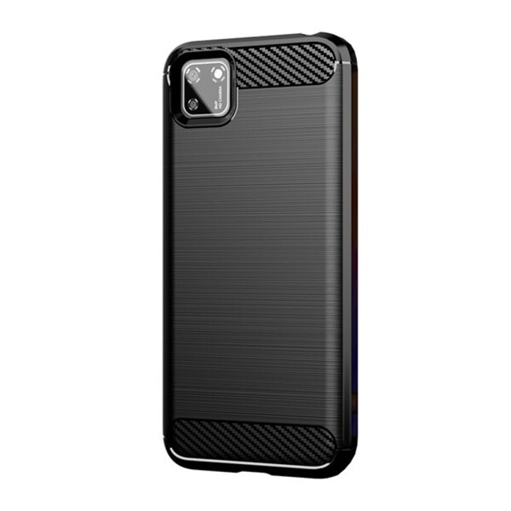 Gigapack szilikon mobiltelefon tok, ütésállóság, légpárnás sarok, szálcsiszolt, karbon minta, fekete, kompatibilis: Honor 9S / Huawei Y5p