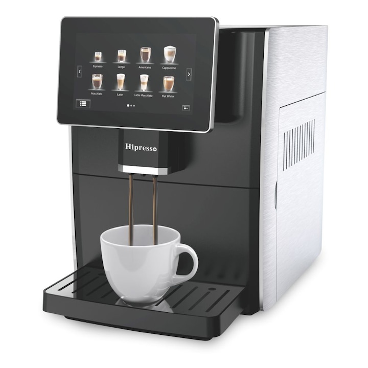 Кафеавтомат Hidrotek CM1001, Hipresso, 1350 W, 19 bar Italian pump, Touch screen, Черна