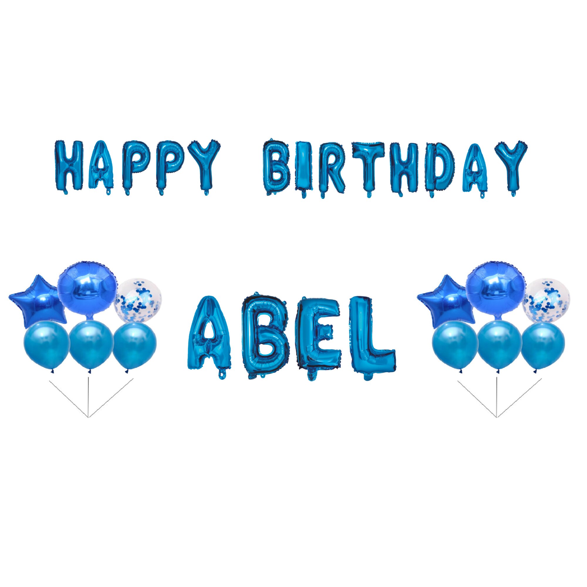 Комплект Happy Birthday Abel Balloons, Cake Topper, Blue, 35 бр - Emag.bg