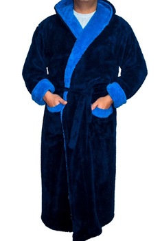 Halat casa/baie barbati Cocolino, cu gluga si buzunare, bleumarin-albastru 42/XL Halat casa/baie barbati Cocolino, cu gluga si buzunare, bleumarin-albastru 42/XL