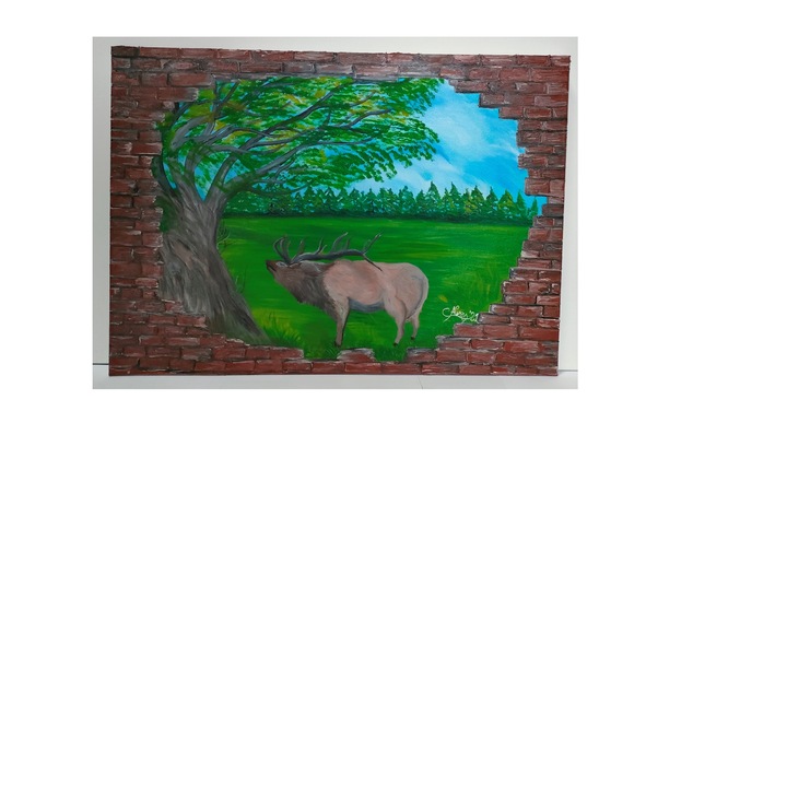 Tablou pe panza din bumbac, pictat manual in ulei, multicolor dimensiune 50 x70