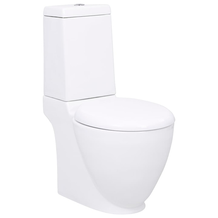 Керамична тоалетна задно оттичане vidaXL, бяла, 65 х 38,5 х 84,5 см