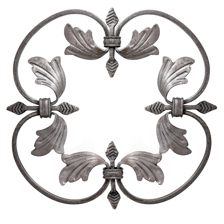 Element Ornamental Fier Forjat cu frunze pentru Porti, Garduri, Balustrade. Diametru 300 mm