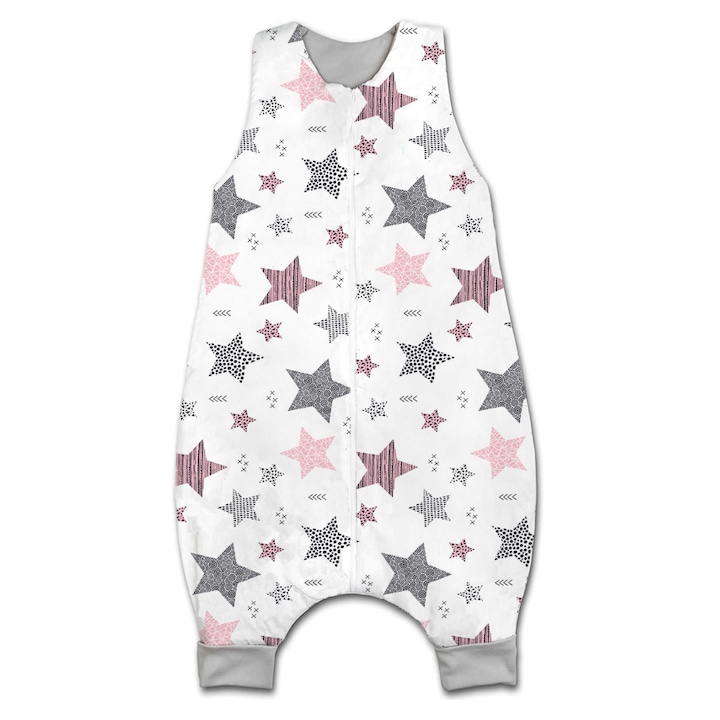 Sac de dormit cu picioare pentru copii 18-36 luni Kidizi All Pink Stars, 1 tog