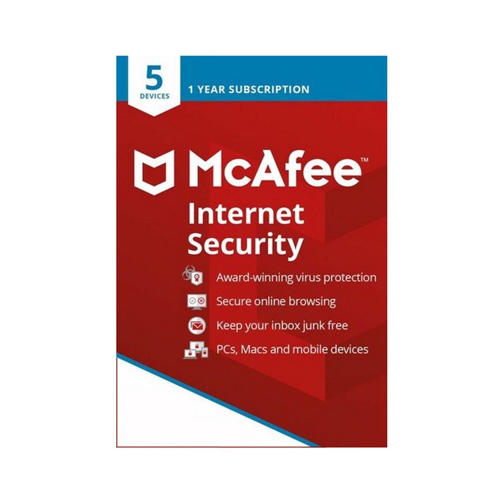 Antivirus McAfee Internet Security 5 Dispozitive 1 An Licenta Electronica