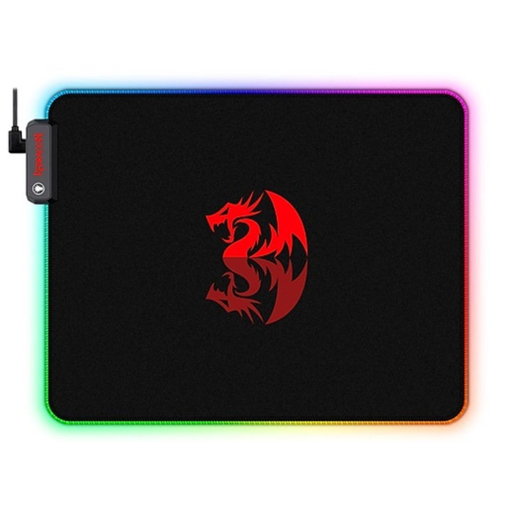 Pad gaming, Redragon, Pluto P026, 330x260x3mm, unda RGB si 7 culori, Negru