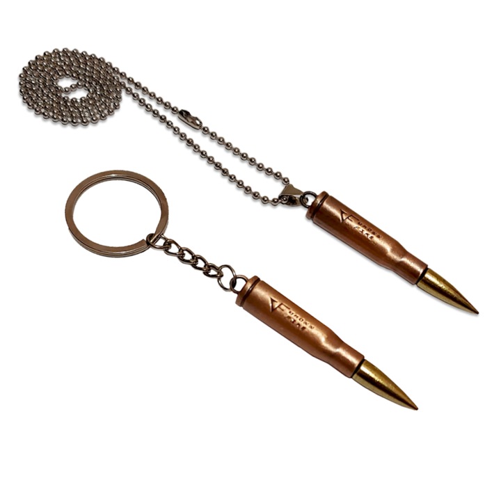 Set ArtDeco Colier si breloc cu glont Cross Fire