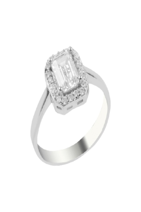 Inel Argint 925 Love model Logodna cu pietricele zirconiu marime 18 mm