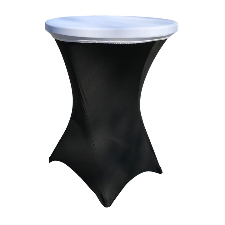 Set masa plianta rotunda inalta catering CULINARO D80xH110cm, husa elastica neagra, capac elastic alb