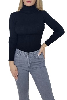 Bluza Olive cu guler rulat, Negru, S-M Bluza Olive cu guler rulat, Negru, S-M