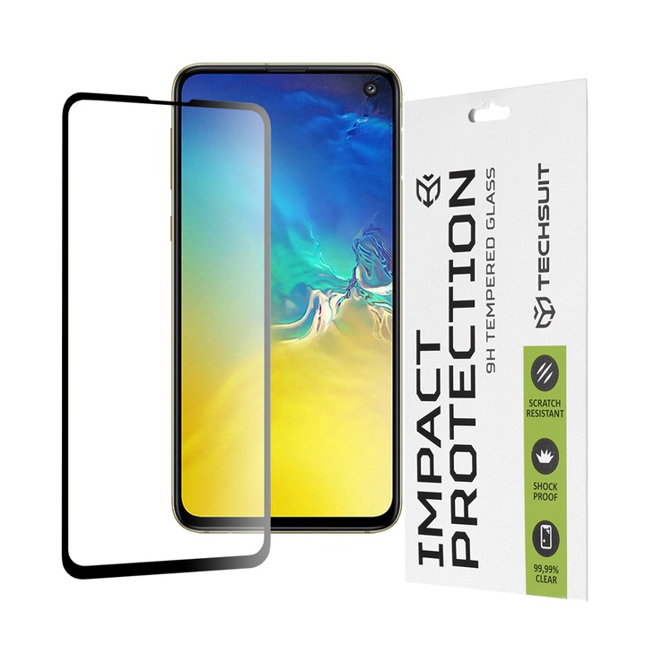 Fólia, Samsung Galaxy S10e-hez, Biztonságos üveg, Fekete