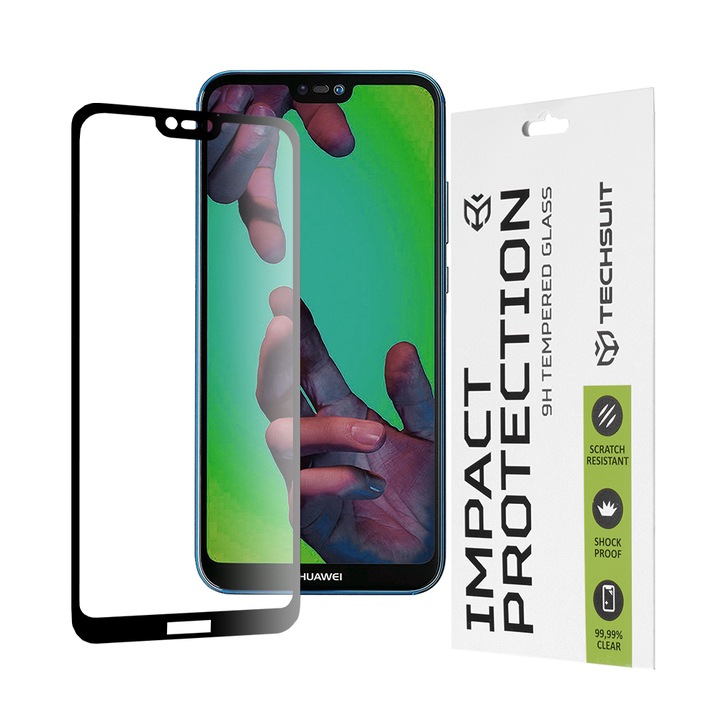 Huawei P20 Lite fólia, Biztonságos üveg, Fekete