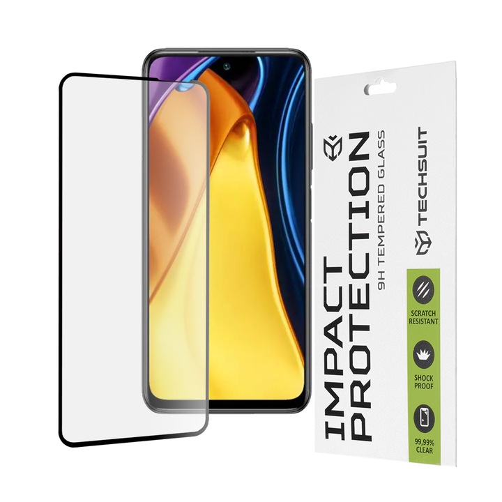 Folie for Xiaomi Redmi Note 10 5G / Poco M3 Pro 5G, Techsuit 111D Full Cover / Full Glue Glass, fekete