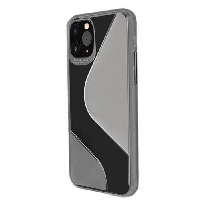 S-tok rugalmas borítóval TPU tok iPhone 12 Pro Max fekete