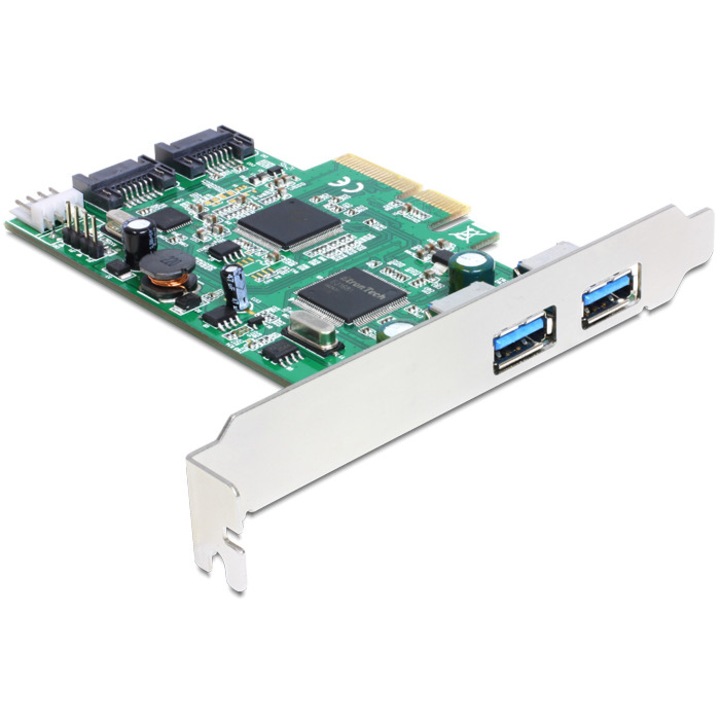 Placa PCI, DeLock, 2x USB 3.0 extern + 2x SATA intern 6 Gb/s 89359