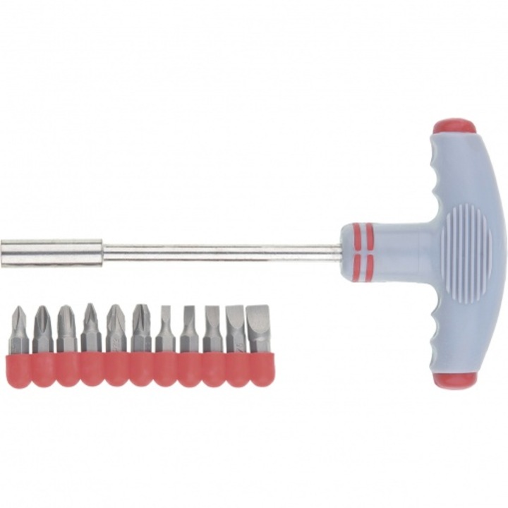 Csavarhúzó T alakú markolat, bit készlettel 11 db MTX