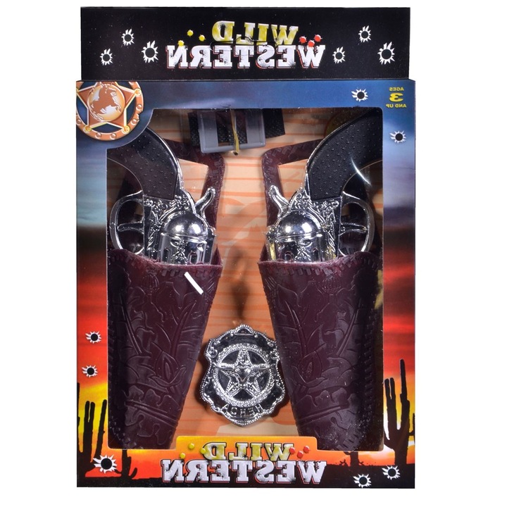 Set Cowboy Wild Western, 6 accesorii, multicolor, 80x2,5 cm