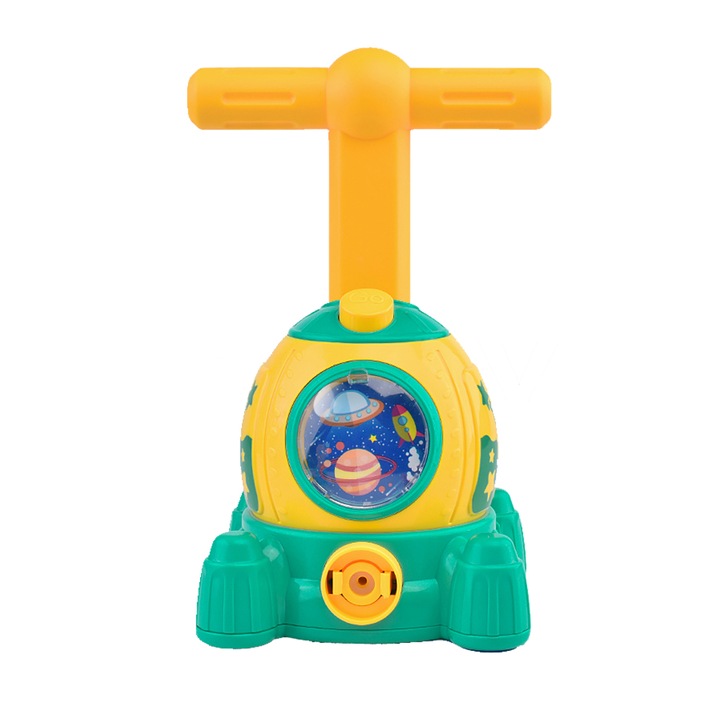 Jucare interactiva Lansator de masini cu balon Space Ship, pentru copii +3 ani, culoare Galben/Verde
