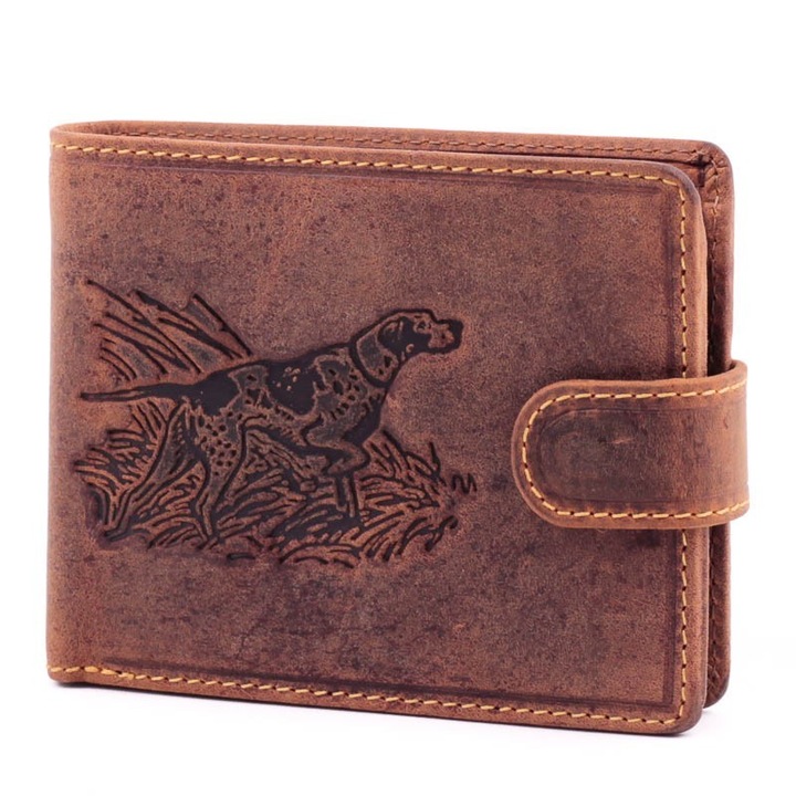 Portofel pentru barbati, GreenDeed, Piele, Maro