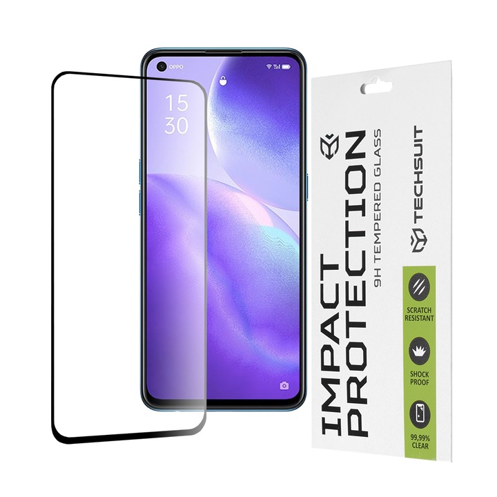 Стъклен Протектор за Oppo Reno5 5G / Find X3 Lite 5G - Techsuit Full Cover / Full Glue - Черен