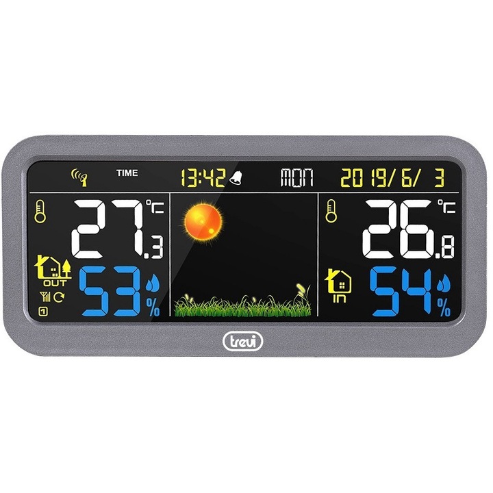 ME 3P20 RC Rádió vezérelt időjárás állomás színes kijelzővel szürke színben