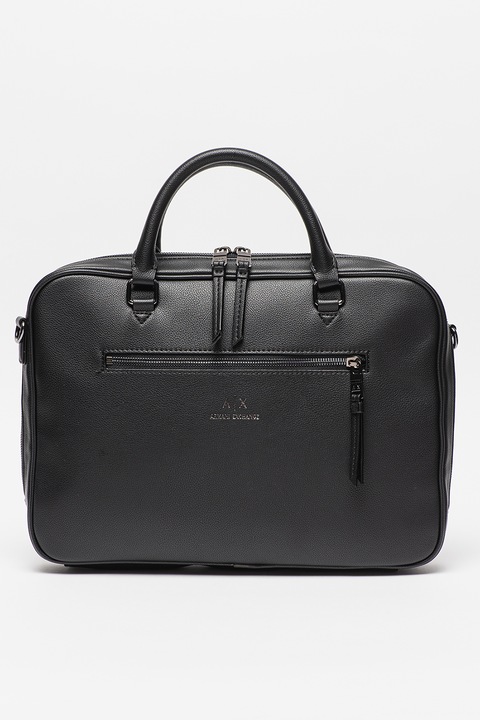 ARMANI EXCHANGE, Ökológiai bőr laptoptáska, Fekete