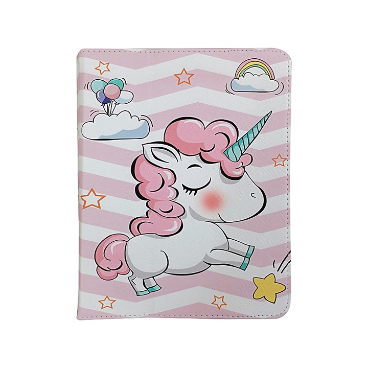 Husa universala tableta Sweet Unicorn, Tokgalaxis, Reglabila 9-10", Plastic/Piele artificiala, Multicolor