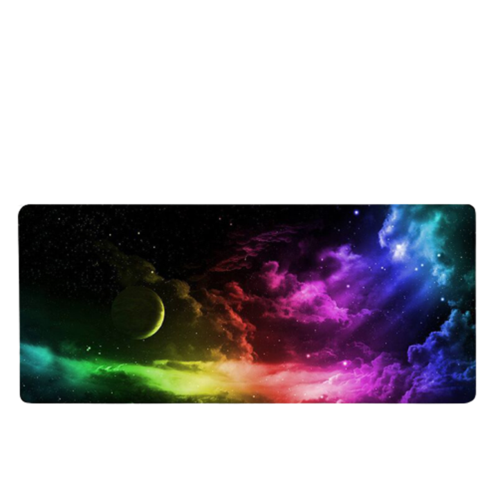 Mousepad Profesional pentru Gaming, 90 x 40 cm, Baza Cauciucata si Cusaturi Laterale, Compatibil Laptop sau Calculator, Premium, Curcubeu, Original Deals®