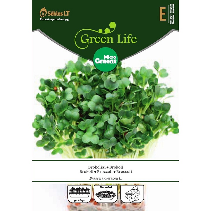 Seminte, Microplante pentru consum Micro Greens Broccoli, Green Life, plic, 10 grame