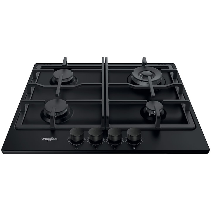 Плот за вграждане Whirlpool TKRL 661 NB, Газ, 4 зони за готвене, Желязна скара, Електрическо запалване, 60 см, Черен