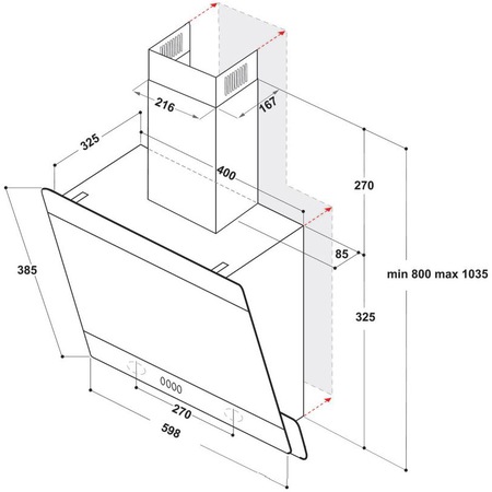 Hota incorporabila decorativa Whirlpool WHVP65FLMK, Putere de absorbtie 375 mc/h, 3 trepte viteza, Sticla neagra