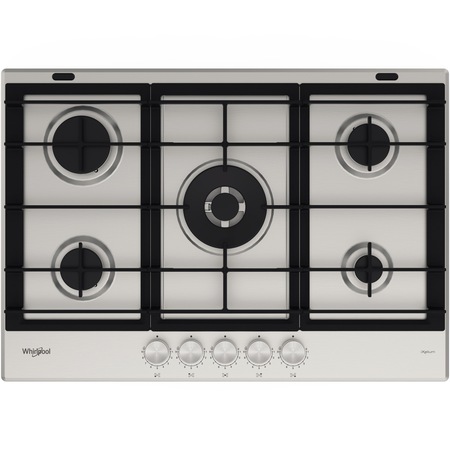 Plita incorporabila Whirlpool GMWL728IXL, Gaz, 4 zone gatit, Gratar fonta, 75 cm, Inox
