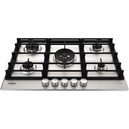 Plita incorporabila Whirlpool GMWL728IXL, Gaz, 4 zone gatit, Gratar fonta, 75 cm, Inox