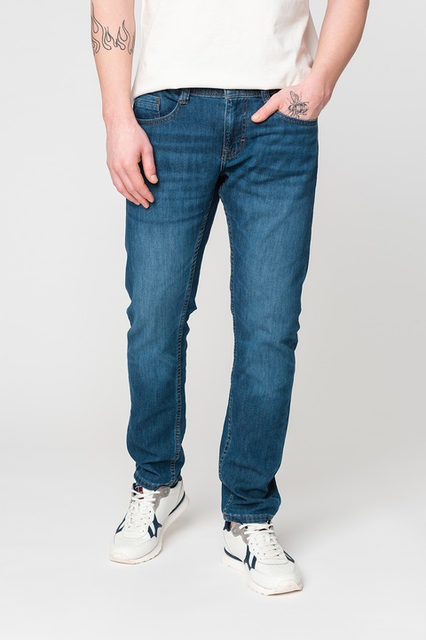 Mustang, Blugi slim fit cu talie medie Oregon, Albastru inchis, W38-L32