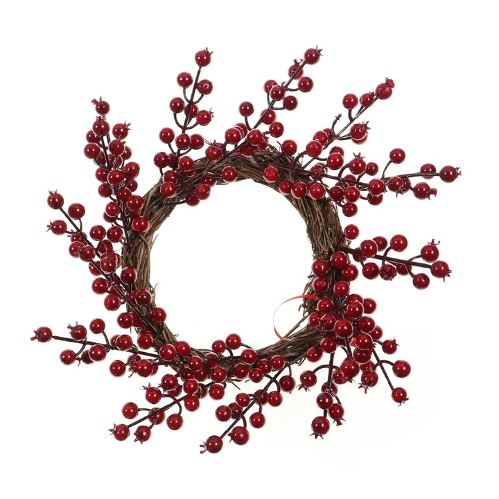 Coronita Craciun, rosu si maro, 35 cm, SYWB-0321193