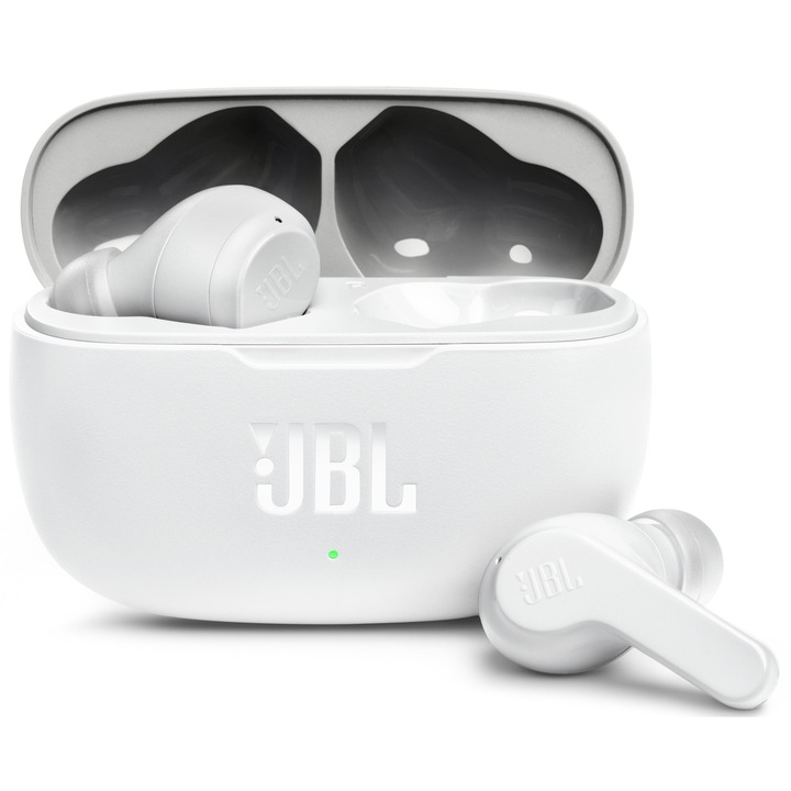 JBL Wave 200TWS fülhallgató, In-ear, True Wireless, Bluetooth, mély basszus, IPX2, érintésvezérlés, Fehér