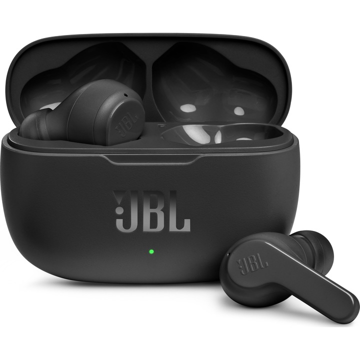 JBL Wave 200TWS fülhallgató, In-ear, True Wireless, Bluetooth, mély basszus, IPX2, érintésvezérlés, Fekete