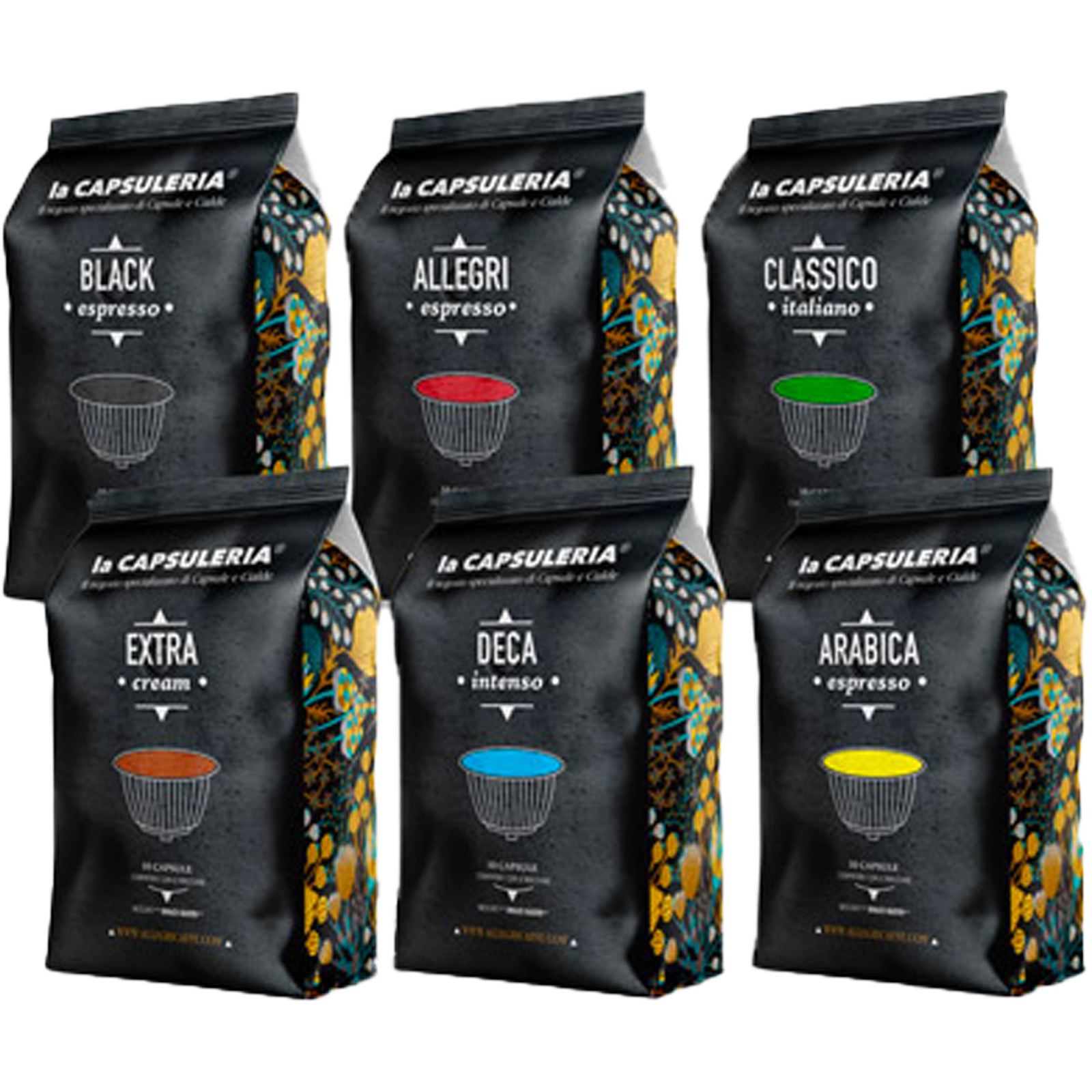 Kit degustare cafea cu arome si ceai, 112 capsule compatibile Lavazza a  Modo Mio, La Capsuleria