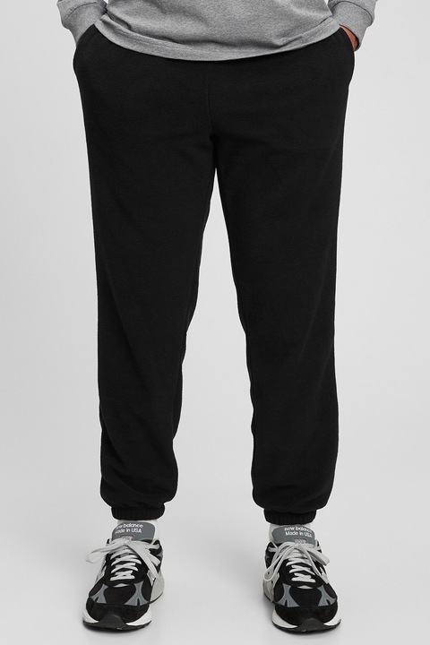 GAP, Pantaloni sport de fleece cu buzunare, Negru, S