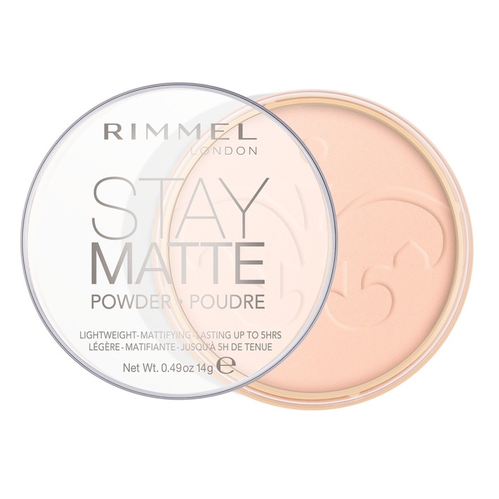 Pudra compacta Rimmel London Stay Matte 02 Pink Blossom, 14 g