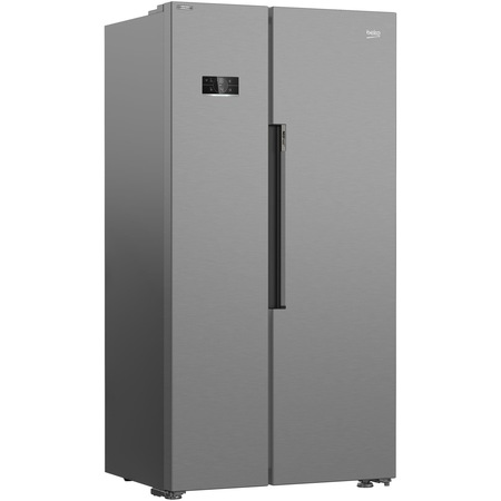 Frigider Side by side Beko GN1603140ZHXBN, 580 l, NeoFrost Dual Cooling, HarvestFresh, Everfresh+, HomeWhiz Wi-Fi, Compresor inverter, Clasa E, H 179 cm, Metal Look