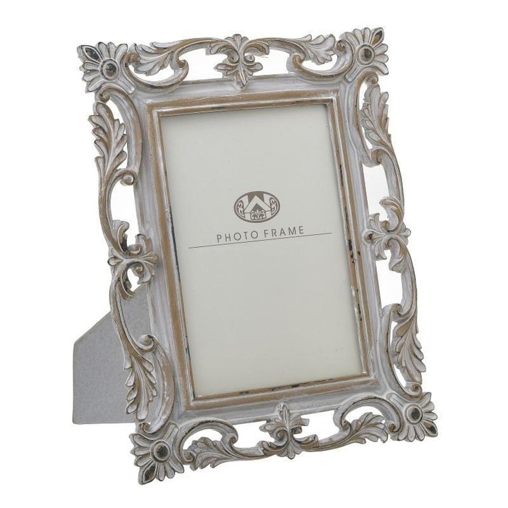 Rama foto din rasina alb/crem, 10X15 cm