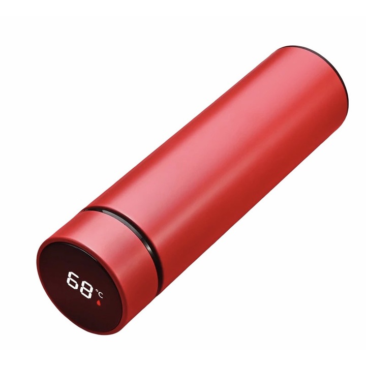 Termos cu afisaj electronic, 500ml, rosu, inox