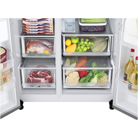 Side by Side LG GSJV71PZTE, 635 l, Total No Frost, Door Cooling, H 179 cm, Clasa E, Argintiu