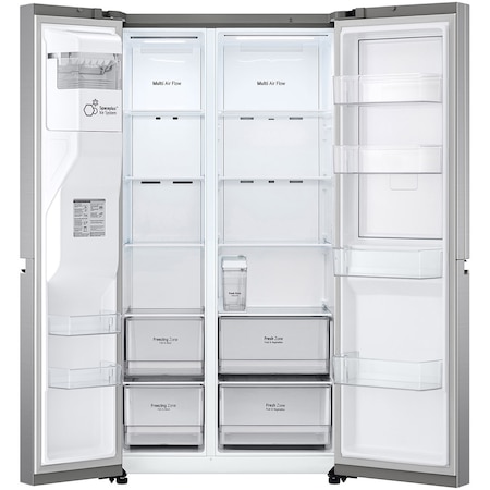 Side by Side LG GSJV71PZTE, 635 l, Total No Frost, Door Cooling, H 179 cm, Clasa E, Argintiu